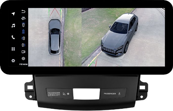 Магнитола для Mitsubishi Outlander XL, Peugeot 4007, Citroen C-Crosser (Rockford, рамка гладкая) - Teyes LUX ONE 360 монитор 12.3" 2K QLED на Android 10, Быстрая, CarPlay, 4G SIM-слот, 4 камеры в комплекте