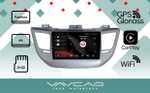 Магнитола для Hyundai Tucson 2016-2018 (рамка серебро) - Vaycar VA23-0546 на Android 13, 8-ядер, 2Гб-32Гб, 4G SIM-слот