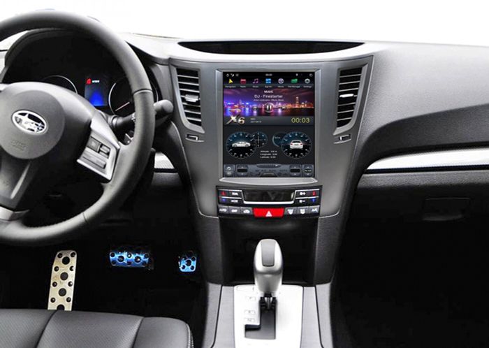 Магнитола для Subaru Outback/Legacy 2009-2015 (цвет рамки серебро) - Kuberg ZF-1070S-Q6 вертикальный экран в стиле "Тесла" на Android 11, 8Гб+128Гб, CarPlay, 4G SIM-слот