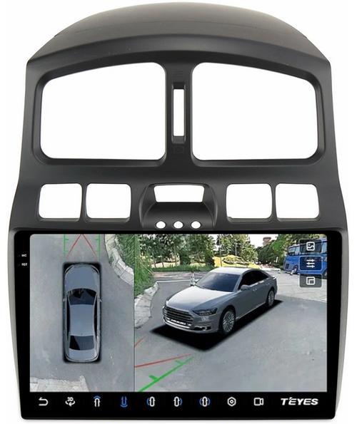 Магнитола для Hyundai Santa Fe 2000-2013 - Teyes CC3-2K-360 на Android 10, 2K QLED, 6Гб+128Гб, CarPlay, 4G SIM-слот, 4 камеры в комплекте