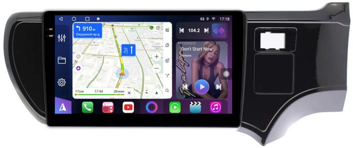 Магнитола для Toyota Aqua 2011-2021 - FarCar BM9-9530 монитор 9.5" QLED на Android 14, TS10, 4+32Гб, CarPlay, 4G SIM-слот