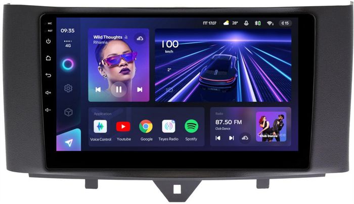 Магнитола для Smart ForTwo W451 2010-2015 - Teyes CC3L монитор 9" IPS на Android 10, 8-ядер, CarPlay, 4G SIM-слот