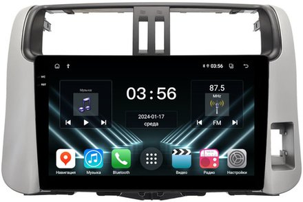 Магнитола для Toyota Land Cruiser Prado 150 2009-2013 (правый руль) - FarCar DX9-7041PR монитор 9.5" IPS на Android 13, 4+64Гб, CarPlay