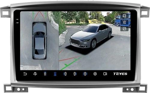 Магнитола для Toyota Land Cruiser 100, Lexus LX470 2002-2007 (экран климата снизу) - Teyes CC3-2K-360 на Android 10, 2K QLED, 6Гб+128Гб, CarPlay, 4G SIM-слот, 4 камеры в комплекте