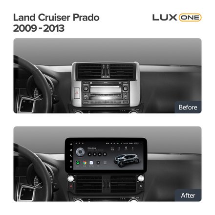 Магнитола для Toyota Land Cruiser Prado 150 2009-2013 (поддержка JBL) - Teyes LUX ONE 360 монитор 12.3" 2K QLED на Android 10, CarPlay, 4G SIM-слот, 6/128 ГБ, 4 камеры в комплекте