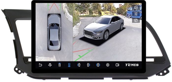 Магнитола для Hyundai Elantra 6 2016-2018 (без штатной КЗВ, рамка тип 2) - Teyes CC3-2K-360 монитор 13" 2K QLED на Android 10, 6Гб+128Гб, CarPlay, 4G SIM-слот, 4 камеры в комплекте