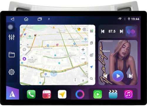 Магнитола для Toyota Vitz 2, Yaris 2 2005-2011 (рамка серебро) - FarCar BX877 монитор 13" 2K QLED на Android 13, TS10, 6+128, CarPlay, 4G SIM-слот