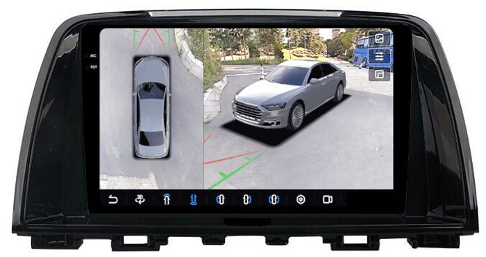 Магнитола для Mazda 6 GJ 2012-2014 - FarCar BX3012M-360 монитор 9.5" 2K QLED на Android 13, 6Гб+128Гб, CarPlay, 4G SIM-слот, 4 камеры в комплекте