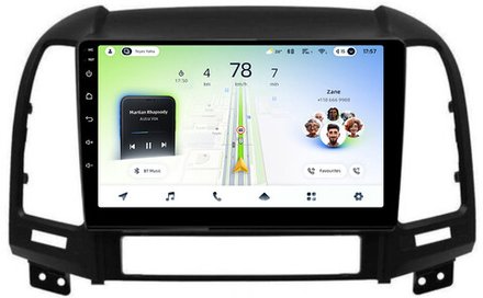 Магнитола для Hyundai Santa Fe 2 CM 2006-2012 (рамка черная) - Teyes CC4L монитор 9" IPS на Android 14, Snapdragon 662, CarPlay, 4G SIM-слот
