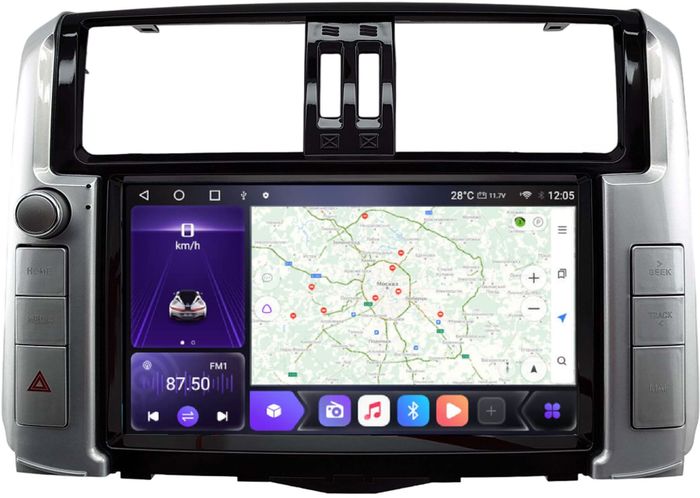 Магнитола для Toyota Land Cruiser Prado 150 2009-2013 (взамен 7" навигации) - Kuberg SF-9613-3 Android 12, TS10, CarPlay, 4G SIM-слот