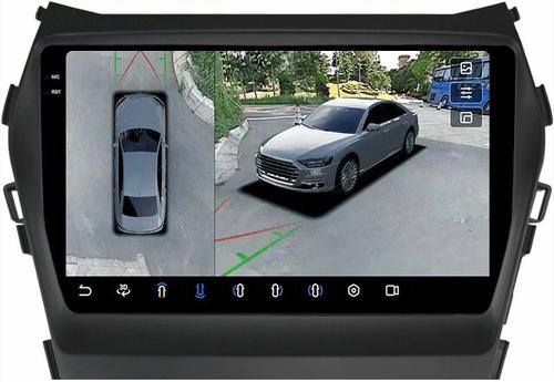 Магнитола для Hyundai Santa Fe 3 2012-2018 (отдельный экран климата, штатная КЗВ) - FarCar BX9-360-7004B монитор 9.5" 2K QLED на Android 13, 6Гб+128Гб, CarPlay, 4G SIM-слот, 4 камеры в комплекте