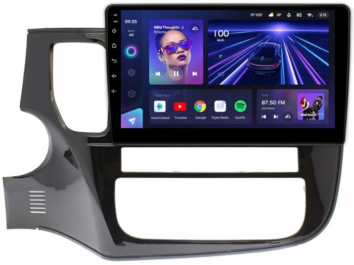 Магнитола для Mitsubishi Outlander 3 2012-2022 (левый руль) - Teyes CC3 монитор 10" QLED на Android 10, ТОП процессор, 4Гб+32Гб, CarPlay, 4G SIM-слот