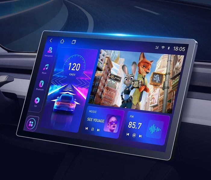 Магнитола в рамку LUX, 9" или 10" с экраном 13" QLED+2K - Kuberg на Android 12, TS10, 4G SIM-слот, CarPlay