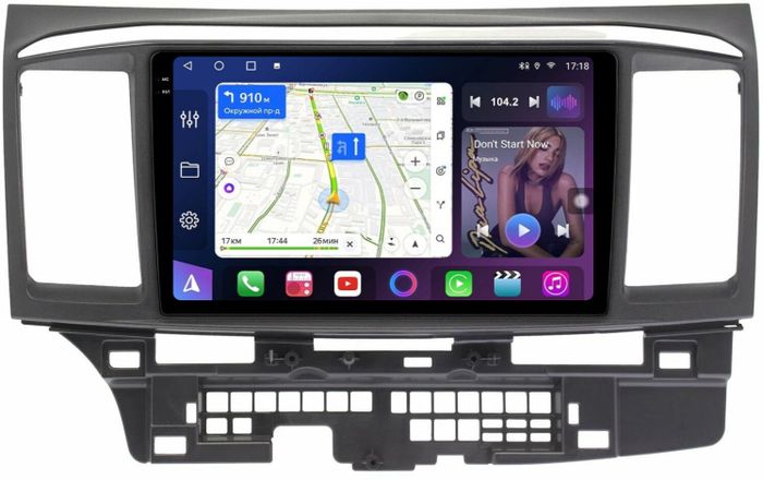 Магнитола для Mitsubishi Lancer X 2007-2016 - FarCar BM037-9/3281M-2K монитор 9.5" 2K QLED на Android 14, TS10, 4+32Гб, CarPlay, 4G SIM-слот