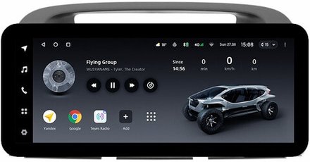 Магнитола для Toyota Camry 30 2001-2006 (рамка графитовая) - Teyes LUX ONE ROUND монитор 12.3" 2K QLED на Android 10, CarPlay, 4G SIM-слот