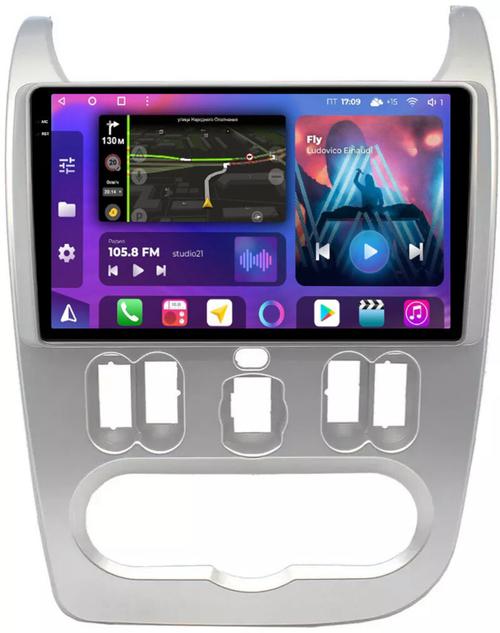 Магнитола для Renault Logan/Sandero 1 2009-2014 - FarCar BM752M-2K монитор 9.5" 2K QLED на Android 14, TS10, 4+32Гб, CarPlay, 4G SIM-слот