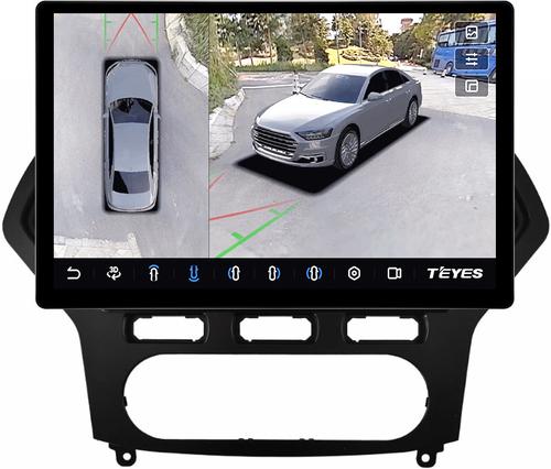 Магнитола для Ford Mondeo 4 2007-2010 (рамка чёрная) - Teyes CC3-2K-360 монитор 13" 2K QLED на Android 10, 6Гб+128Гб, CarPlay, 4G SIM-слот, 4 камеры в комплекте