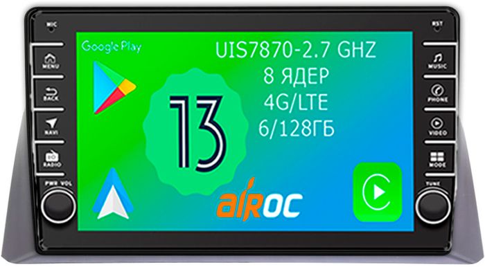 Магнитола для Honda Crosstour 2009-2013 (монохром) - Airoc AB-1905 (кнопки и крутилки), Android 13, Быстрая, SIM-слот, CarPlay