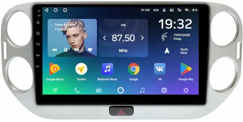 Магнитола для Volkswagen Tiguan 1 2007-2016, Golf Plus (рамка 10 серебро, любая кнопка) - Teyes CC2 PLUS Android 10, ТОП процессор, 4-64, SIM-слот