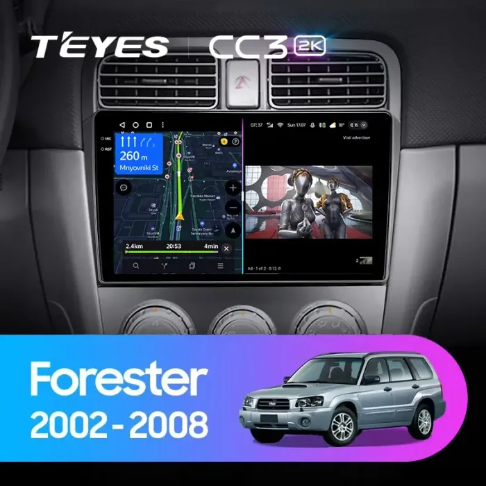 Магнитола для Subaru Forester 2 SG 2002-2007 - Teyes CC3-2K QLed Android 10, Быстрая, SIM-слот, CarPlay