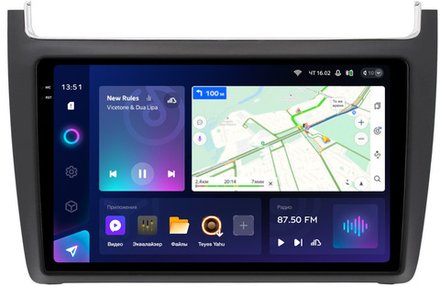 Магнитола для Volkswagen Polo 5 2009-2020 (рамка черная матовая) - Teyes CC3-2K QLed Android 10, ТОП процессор, SIM-слот, CarPlay
