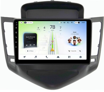 Магнитола для Chevrolet Cruze 1 2009-2012 (рамка черная) - Teyes CC4L монитор 9" IPS на Android 14, Snapdragon 662, CarPlay, 4G SIM-слот