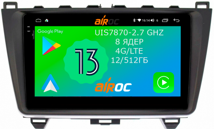 Магнитола для Mazda 6 2007-2012 (GH) - Airoc 2K AU-2415 на Android 13, Быстрейшая, SIM-слот