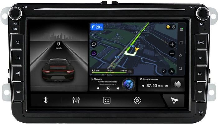 Магнитола для Volkswagen T5, T6, Tiguan, Passat, Polo, Jetta, Amarok, Golf и др., Skoda Fabia, Rapid - Canbox (кнопки и крутилки) Android 10, Быстрая, Carplay, 4G SIM-слот