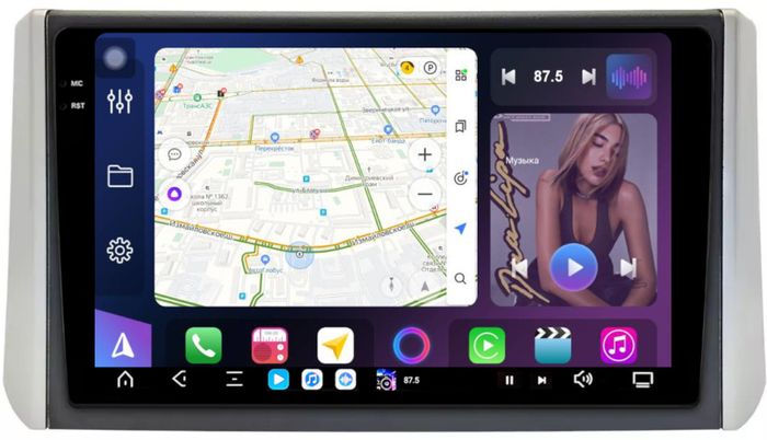 Магнитола для Mitsubishi Xpander, Xpander Cross (рамка 9) - FarCar XXL9-7863-9 монитор 9.5" 2K QLED на Android 14, TS20, 8+256Гб, CarPlay, 4G SIM-слот