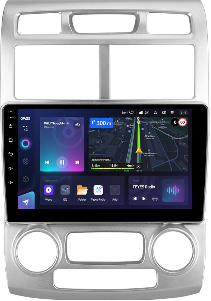 Магнитола для KIA Sportage 2 2004-2008 - Teyes CC3L монитор 9" IPS на Android 10, CarPlay, 4G SIM-слот