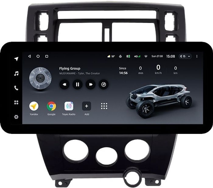 Магнитола для Hyundai Tucson 1 2004-2009 (рамка черная) - Teyes LUX ONE ROUND монитор 12.3" 2K QLED на Android 10, CarPlay, 4G SIM-слот