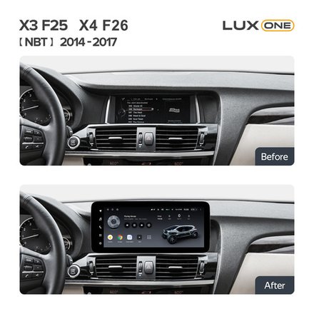 Магнитола для BMW X3 F25, X4 F26 2014-2018 NBT - Teyes LUX ONE 360 монитор 12.3" 2K QLED на Android 10, 6/128Гб, CarPlay, 4G SIM-слот, 4 камеры в комплекте