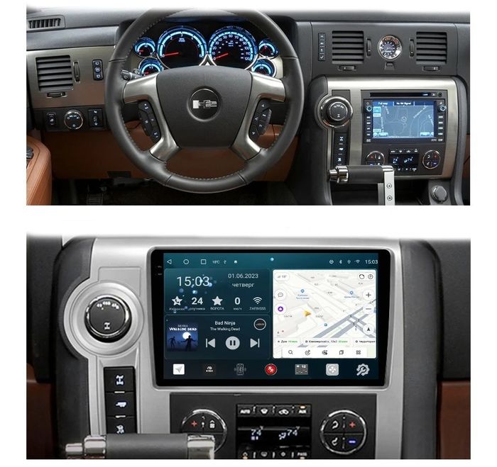 Магнитола для Hummer H2 2002-2009 - Kuberg EW-9298 QLed+2K, Android 13, UIS7870 (DUDU7), CarPlay, SIM-слот