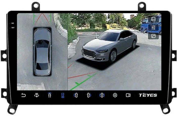 Магнитола для Toyota Highlander 4 2019-2024+ (взамен 8" экрана) - Teyes CC3-2K-360 на Android 10, 2K QLED, 6Гб+128Гб, CarPlay, 4G SIM-слот, 4 камеры в комплекте