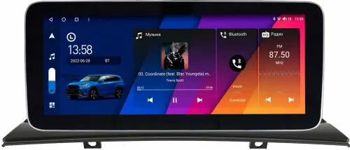 Магнитола для BMW X3 E83 2003-2010 - Canbox H-Line 2108 монитор 12.3" QLED в стиле MERCEDES на Android 10, ТОП-процессор, CarPlay, 4G SIM-слот