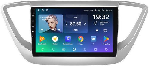 Магнитола для Hyundai Solaris 2 2017-2022, Solaris HS 2024+ (рамка серебро) - Teyes CC2 PLUS на Android 10, ТОП процессор, 4Гб+64Гб, 4G SIM-слот
