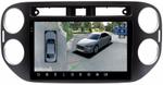 Магнитола для Volkswagen Tiguan 1 2011-2016 (аварийка прямоугольная, рамка чёрная) - FarCar BX489M-360 монитор 9.5" 2K QLED на Android 13, Быстрая, CarPlay, 4G SIM-слот, 4 камеры в комплекте