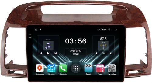 Магнитола для Toyota Camry 30 2001-2006 (рамка дерево 1) - FarCar DX3020M монитор 9.5" IPS на Android 13, 4+64Гб, CarPlay