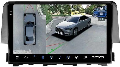 Магнитола для Honda Civic 10 2015-2021 - Teyes CC3-2K-360 монитор 9.5" 2K QLED на Android 10, 6Гб+128Гб, CarPlay, 4G SIM-слот, 4 камеры в комплекте