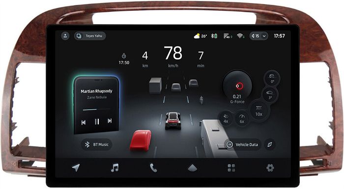 Магнитола для Toyota Camry 30 2001-2006 (рамка дерево 1) - Teyes CC4-PRO монитор 13" 2K QLED на Android 13, Быстрейшая, Snapdragon 778G, ИИ, CarPlay, DSP, 4G SIM-слот