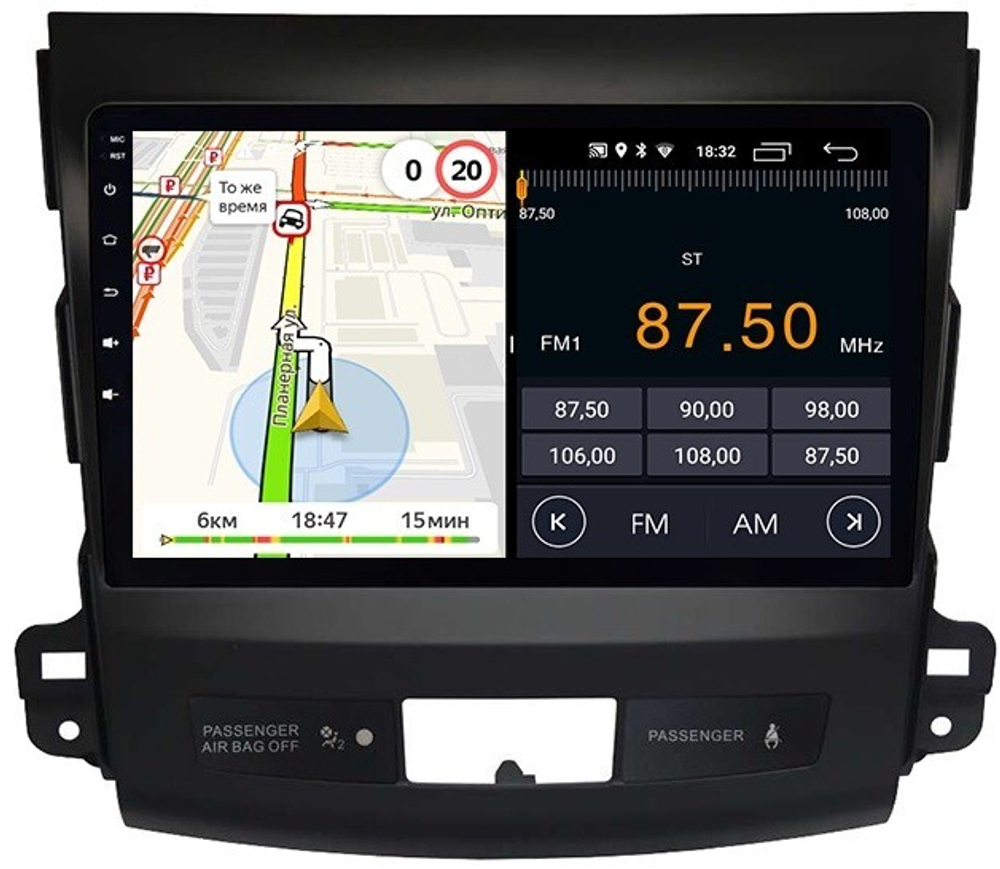 Магнитола для Mitsubishi Outlander XL, Peugeot 4007, Citroen C-Crosser - Parafar PF056LUX1FHD на Android 13, 8-ядер, 2Гб+32Гб, CarPlay, 4G SIM-слот