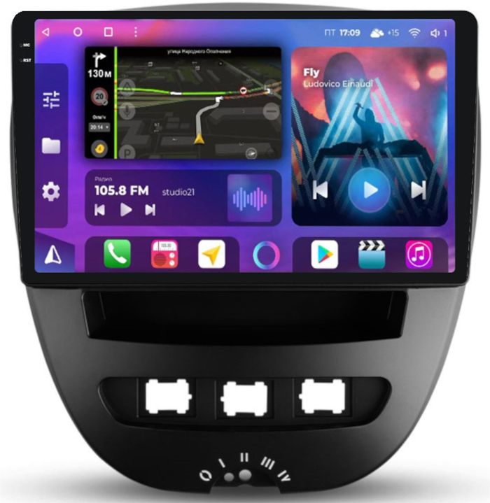 Магнитола для Citroen C1, Peugeot 107, Toyota Aygo - FarCar BM3072M-2K монитор 10.36" 2K QLED на Android 14, TS10, 4+32Гб, CarPlay, 4G SIM-слот