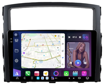 Магнитола для Mitsubishi Pajero 4 2006-2022 - FarCar GX1009M монитор 9.5" 2K QLED на Android 14, TS20, 6+128Гб, CarPlay, 4G SIM-слот