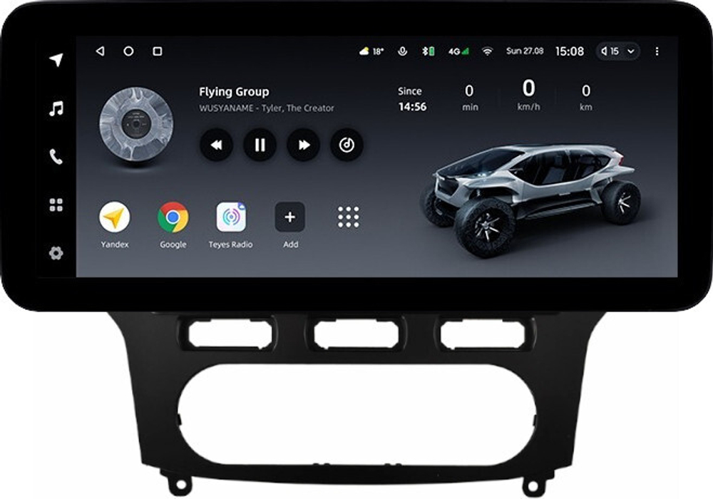 Магнитола для Ford Mondeo 4 2007-2010 (рамка чёрная) - Teyes LUX ONE ROUND монитор 12.3" 2K QLED на Android 10, CarPlay, 4G SIM-слот
