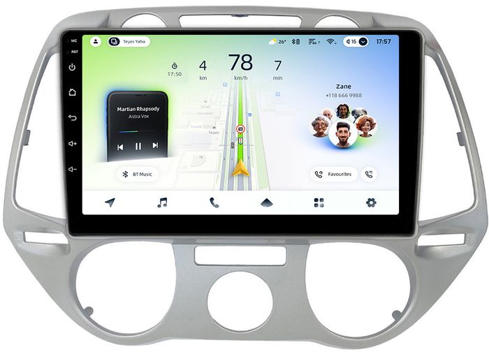 Магнитола для Hyundai i20 2009-2012 (кондиционер) - Teyes CC4L монитор 9" IPS на Android 14, Быстрая, Snapdragon 662, CarPlay, 4G SIM-слот