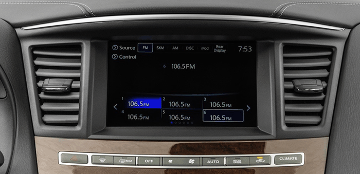 Комплект рамки с разъёмами 9" Infiniti QX60, JX35 2012-2016 (пластиковый верх) серебро