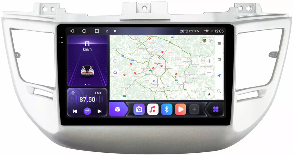 Магнитола для Hyundai Tucson 2016-2018 - Kuberg OL-9705 QLed+2K, Android 12, TS10,  CarPlay, 4G SIM-слот