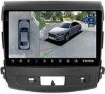 Магнитола для Mitsubishi Outlander XL, Peugeot 4007, Citroen C-Crosser (перфорированная рамка) - Teyes CC3-2K-360 на Android 10, 2K QLED, 6Гб+128Гб, CarPlay, 4G SIM-слот, 4 камеры в комплекте