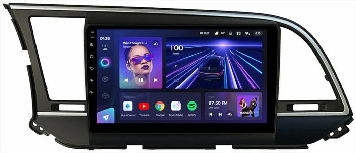 Магнитола для Hyundai Elantra 6 2016-2018 (штатная КЗВ, рамка тип 1) - Teyes CC3 монитор 9" QLED на Android 10, ТОП процессор, 4Гб+32Гб, CarPlay, 4G SIM-слот