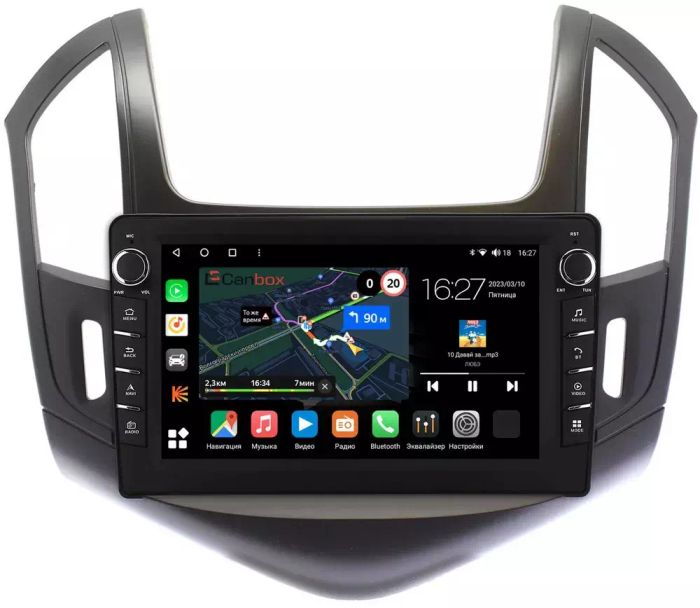 Магнитола для Chevrolet Cruze 2012-2015 (рамка черная) - Canbox 9-240 Android 10, Быстрая, CarPlay, 4G SIM-слот